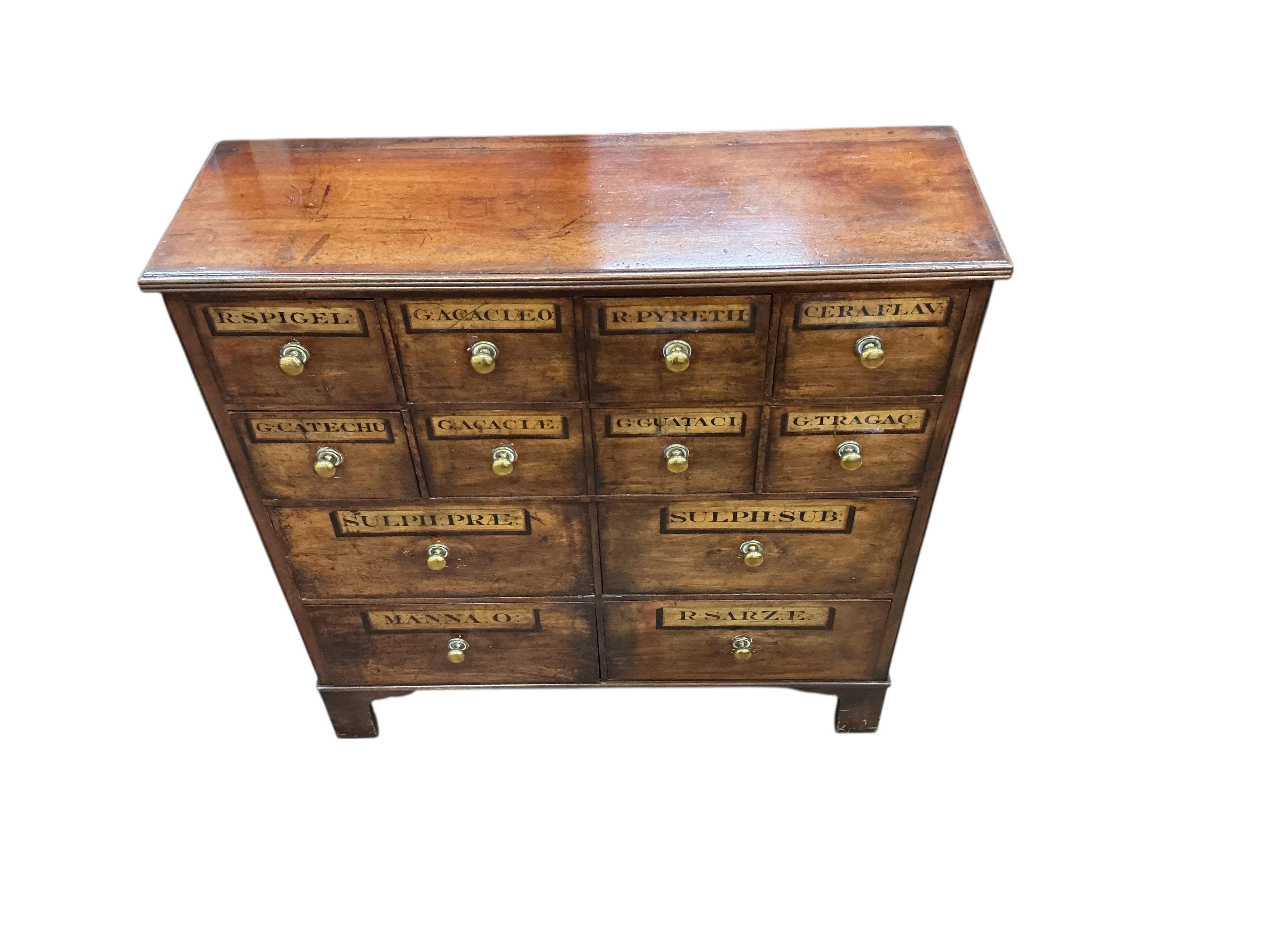 A pair of mahogany apothecary chests, width 80cm, depth 26cm, height 82cm